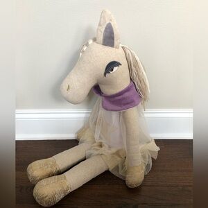 Pottery Barn Kids Designer Doll Everly Horse Linen Plush - 28" Length - EUC!